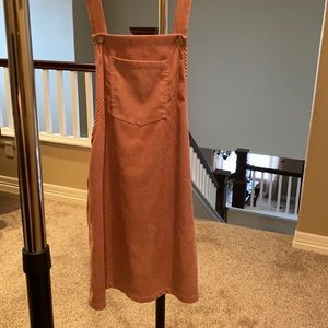 Pink corduroy overall dress